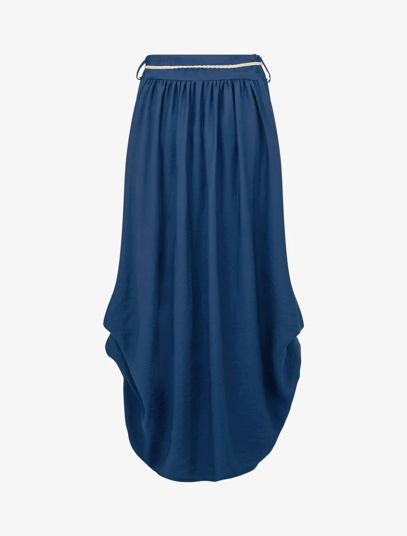 Jupe longue taille haute coupe évasée - Bleu