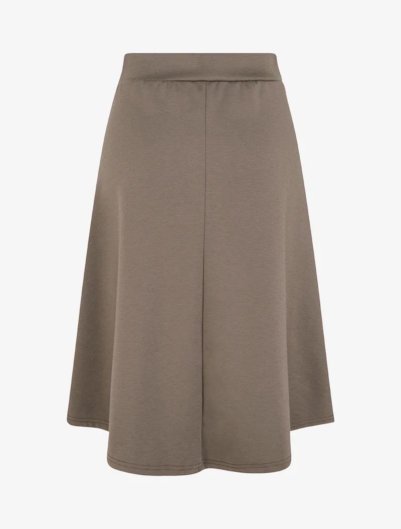 Jupe trapèze à rabats boutonnés - Taupe