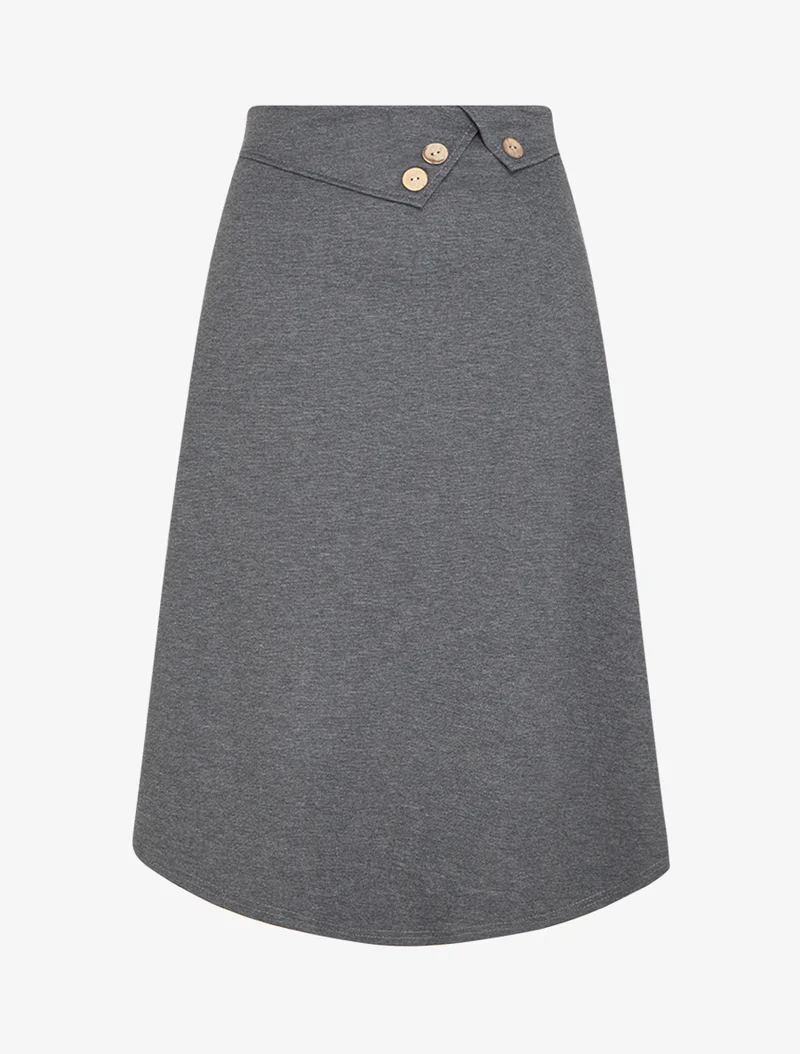 Jupe trapèze à rabats boutonnés - Gris anthracite