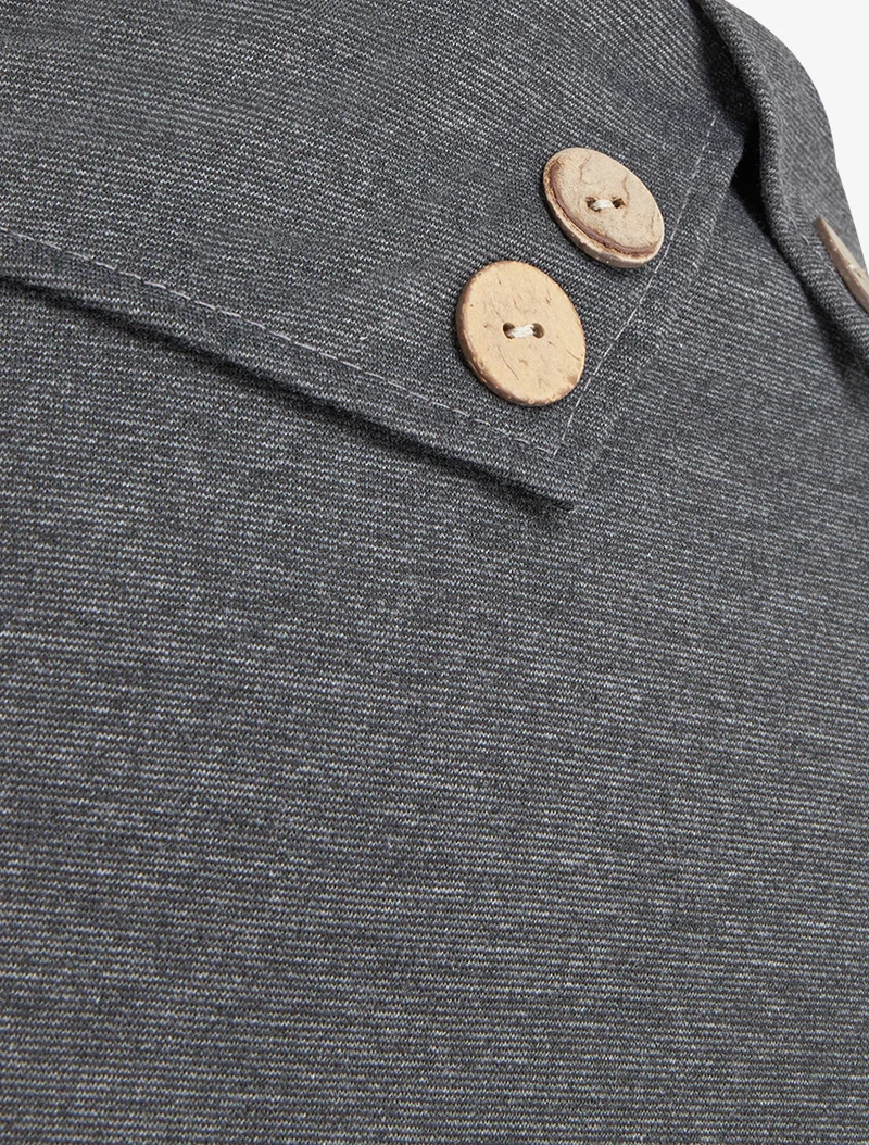Jupe trapèze à rabats boutonnés - Gris anthracite