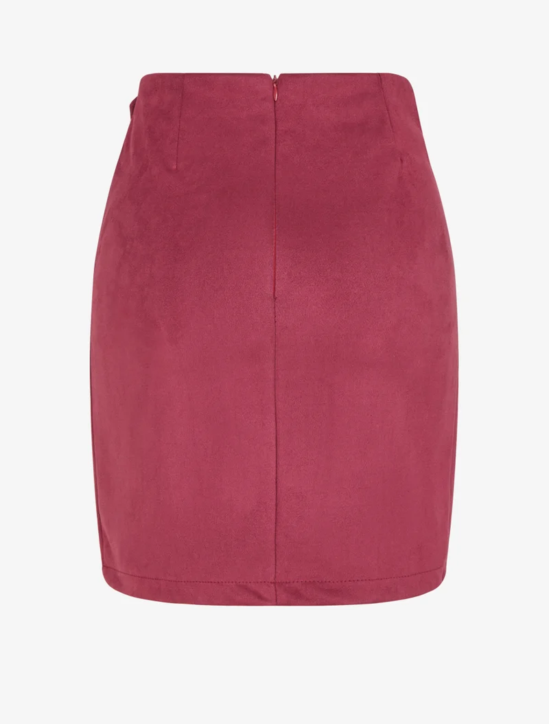 Jupe style portefeuille à oeillet - Lie de vin
