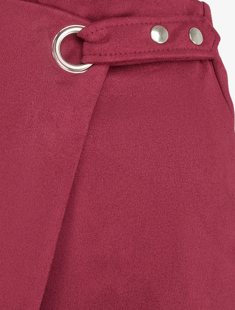 Jupe style portefeuille à oeillet - Lie de vin