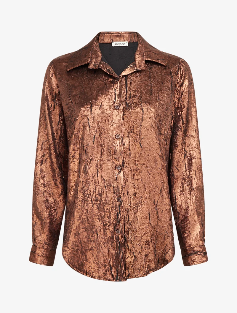 Chemise fluide effet froissé coupe droite - Rouille