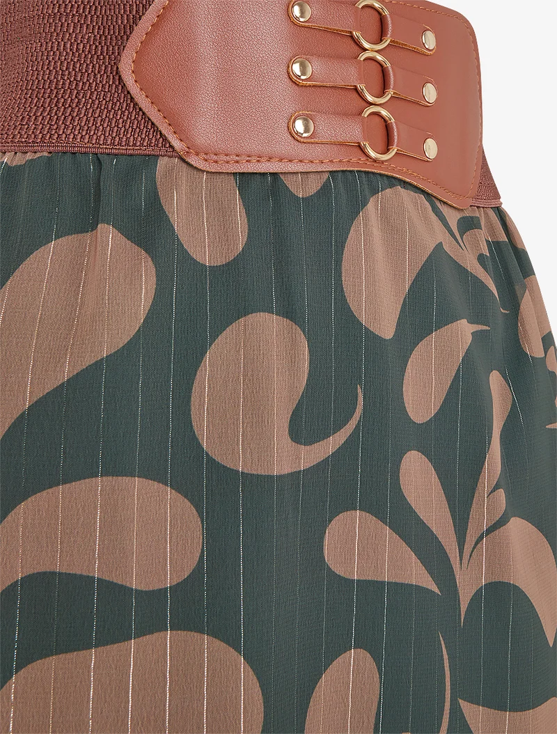 Jupe longue imprimé baroque - Vert