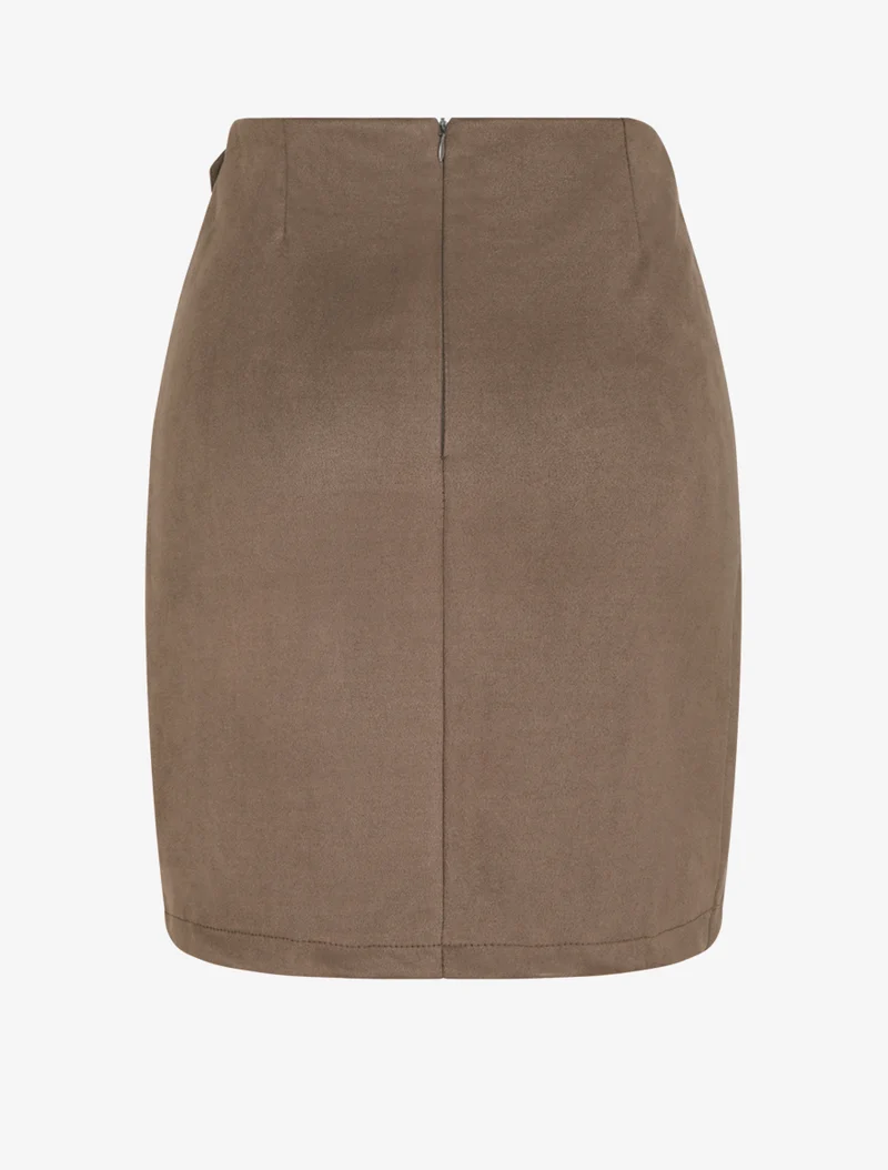Jupe style portefeuille à oeillet - Marron