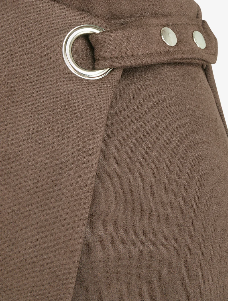 Jupe style portefeuille à oeillet - Marron