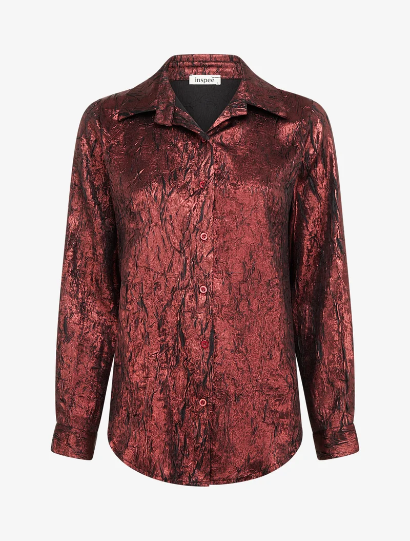Chemise fluide effet froissé coupe droite - Bordeaux