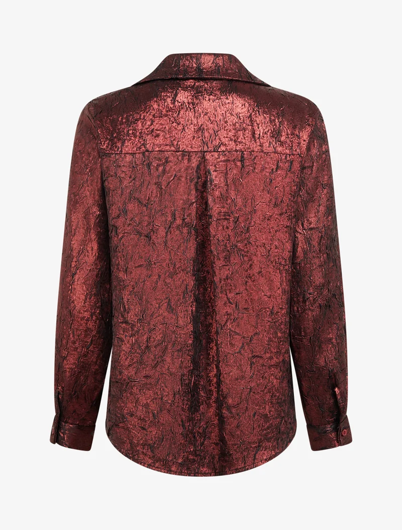 Chemise fluide effet froissé coupe droite - Bordeaux