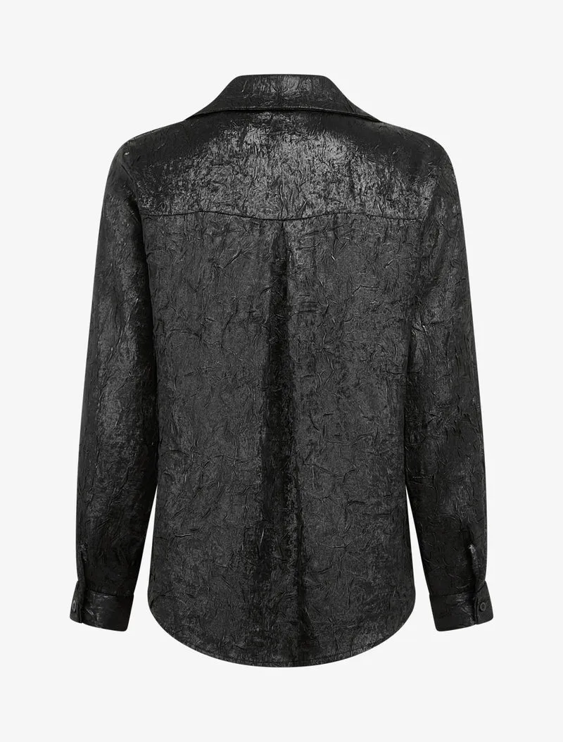Chemise fluide effet froissé coupe droite - Noir