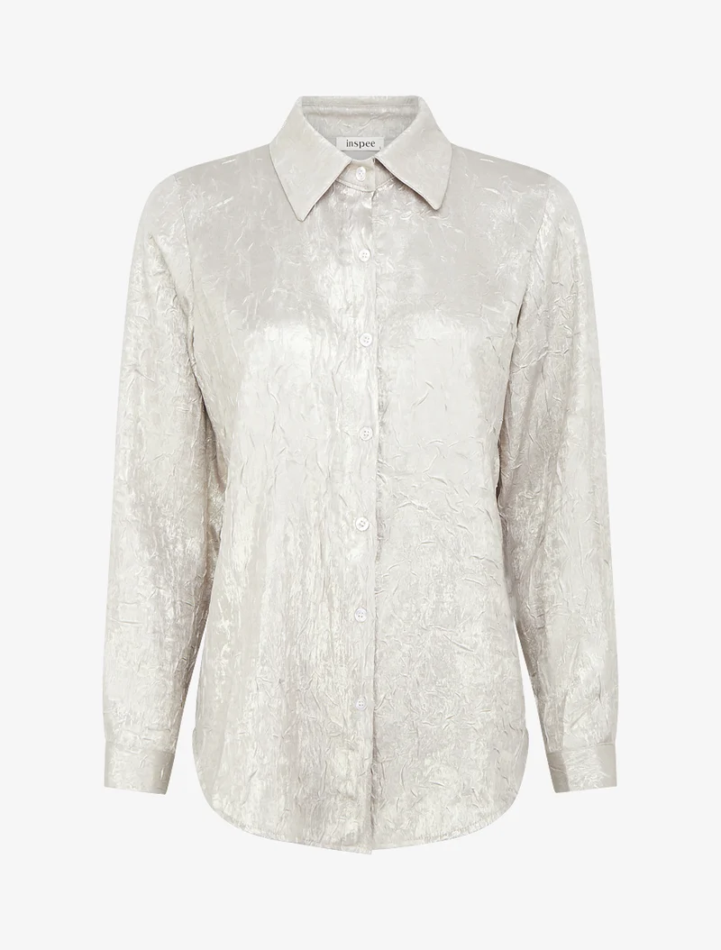 Chemise fluide effet froissé coupe droite - Beige