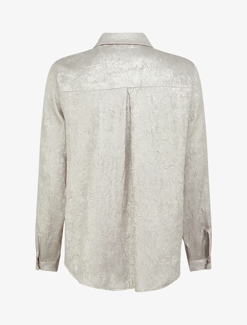 Chemise fluide effet froissé coupe droite - Beige