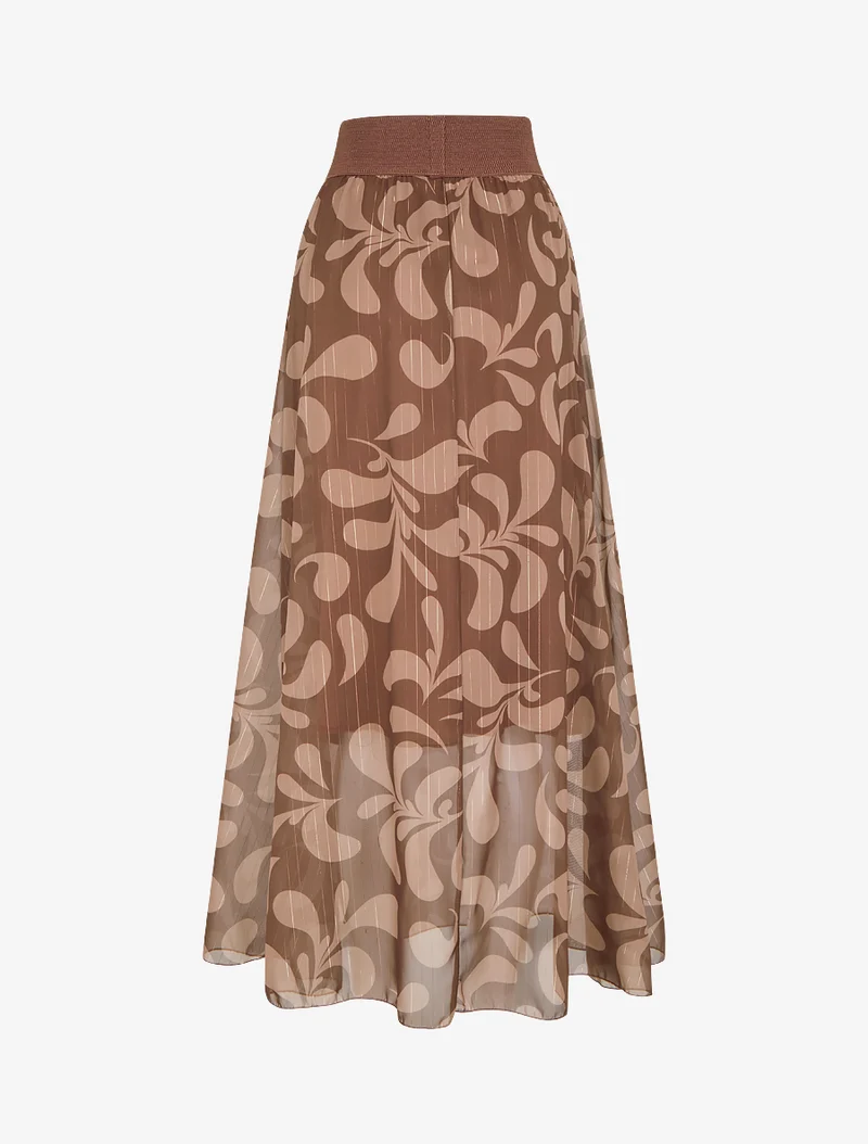 Jupe longue imprimé baroque - Marron
