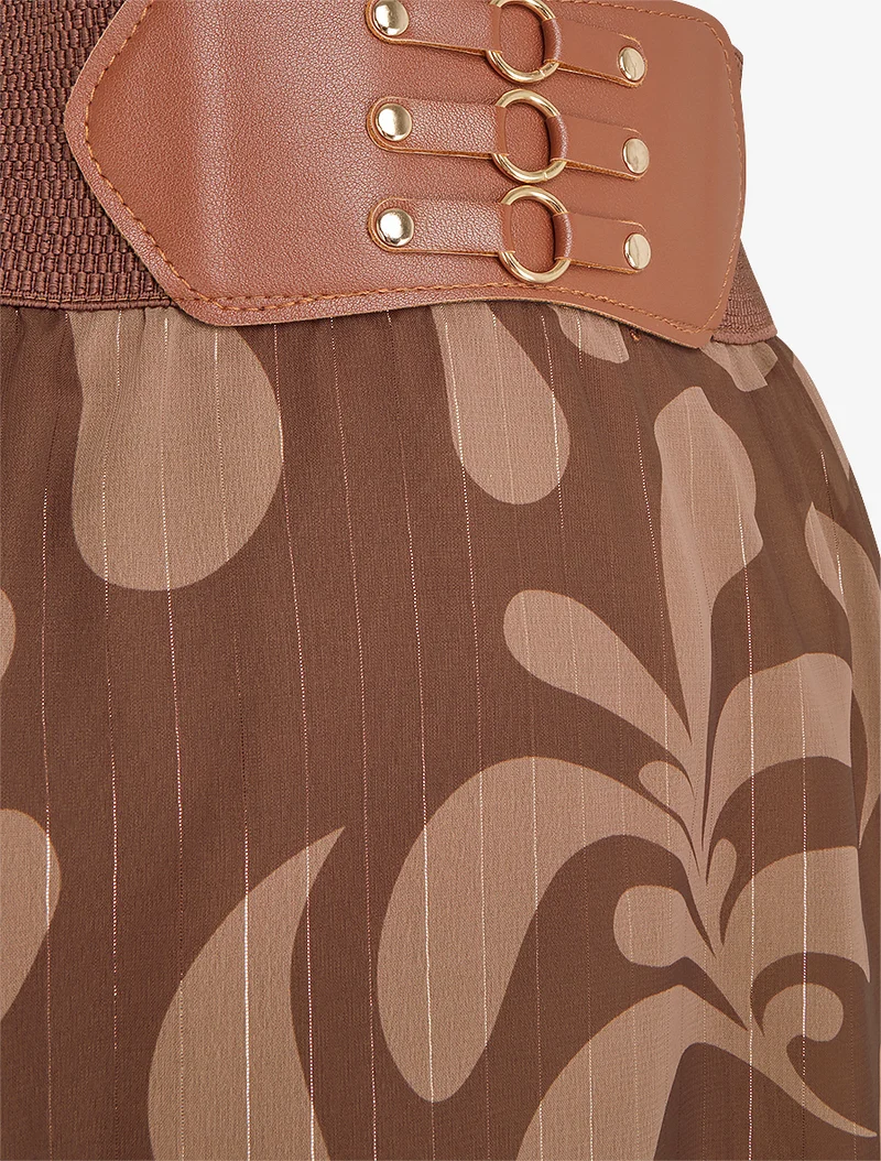 Jupe longue imprimé baroque - Marron