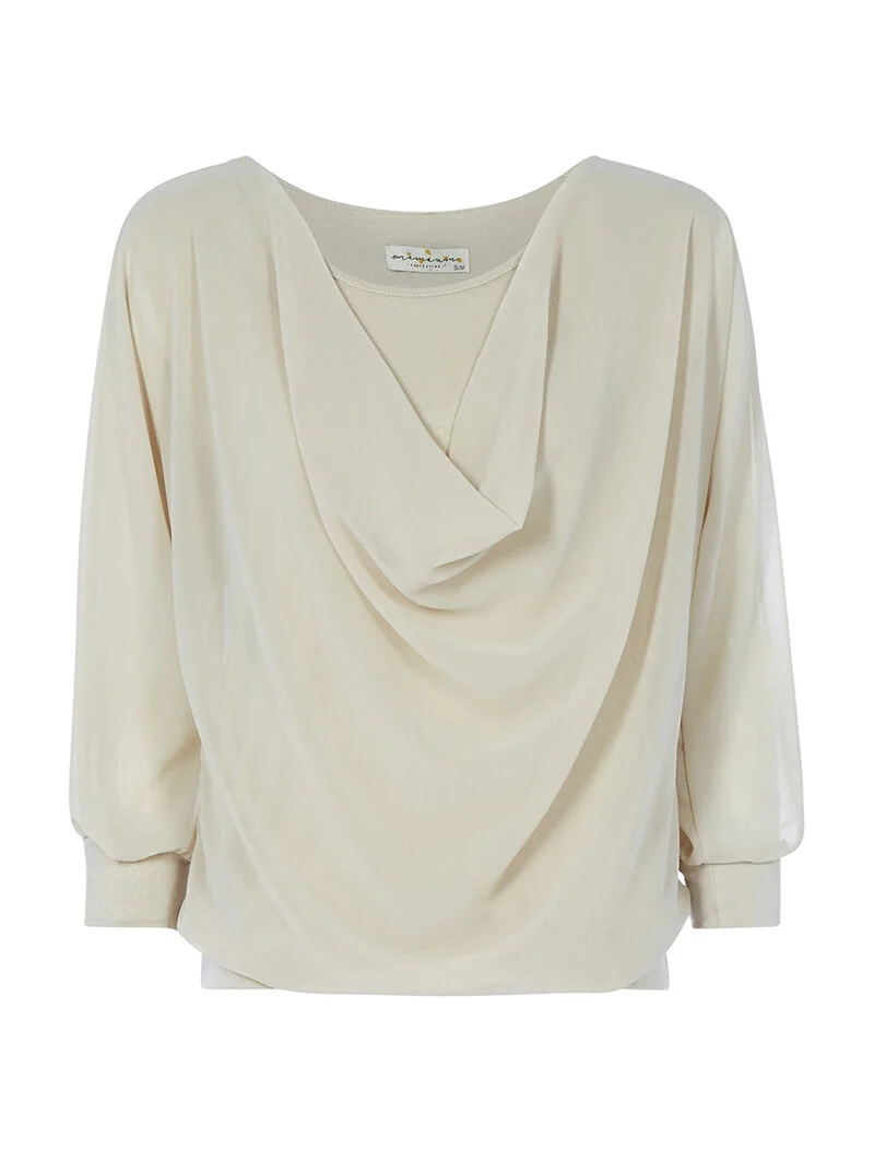 Top voile à col bénitier - beige