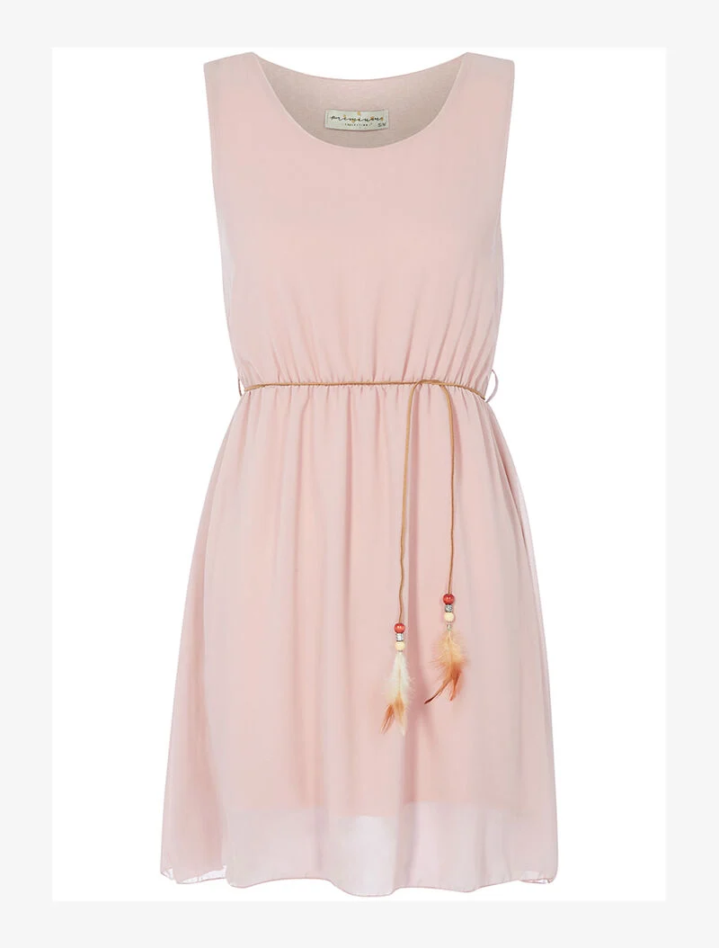 Robe en voile ceinturée - rose