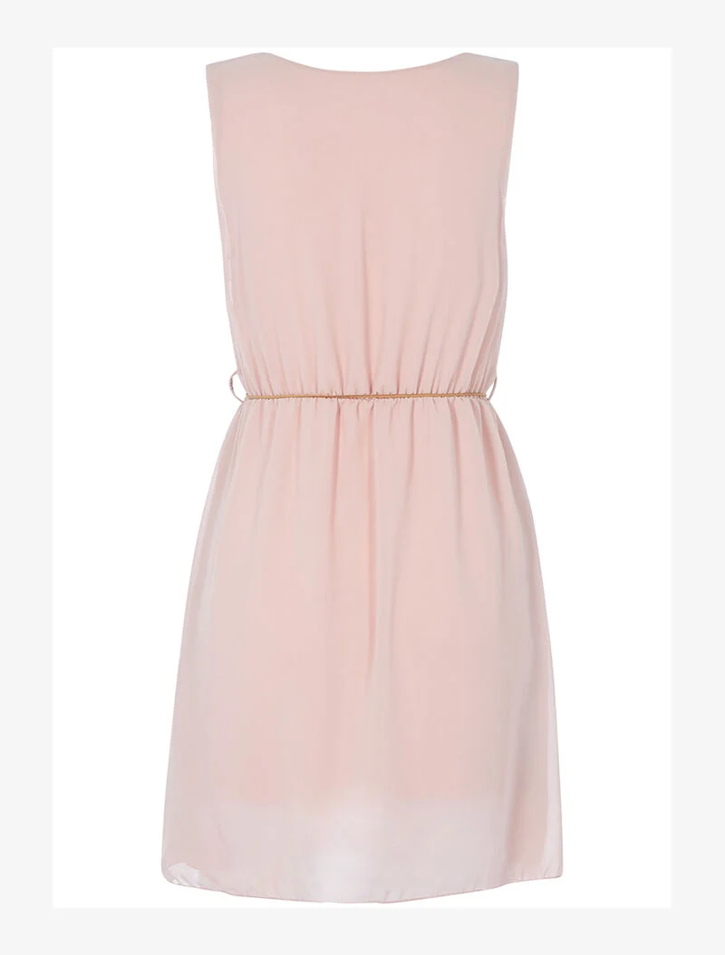 Robe en voile ceinturée - rose