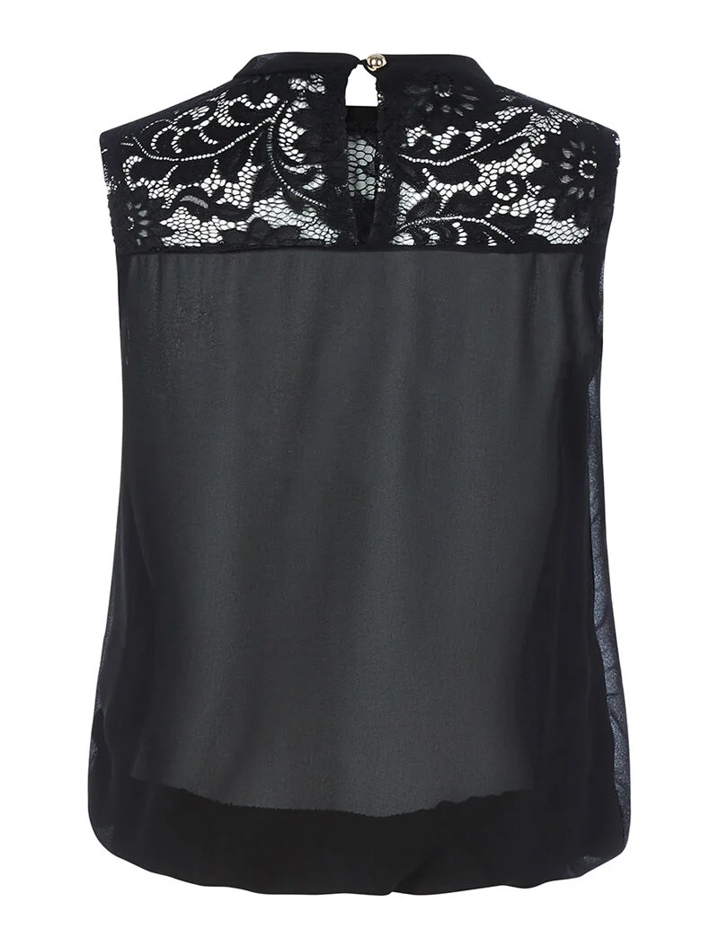 Blouse sans manches bi matière - noir