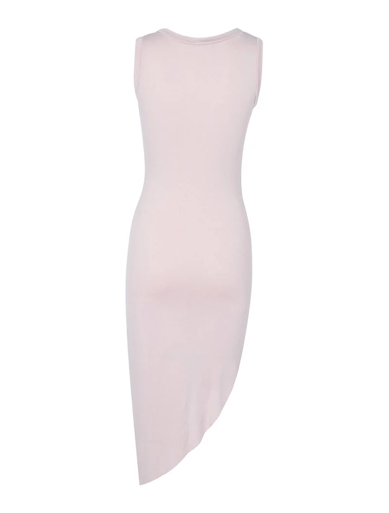 Robe à bord asymétrique drapé - rose orange