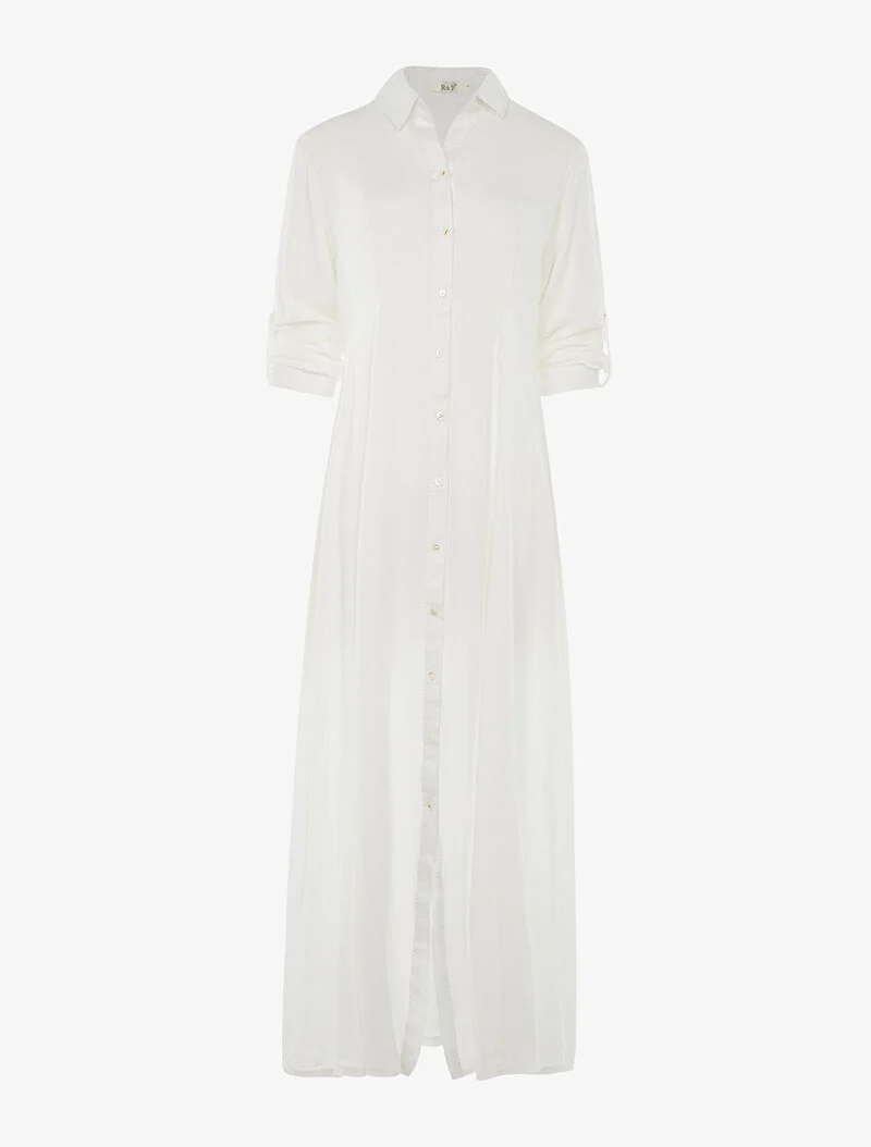 Robe chemise longue - blanc