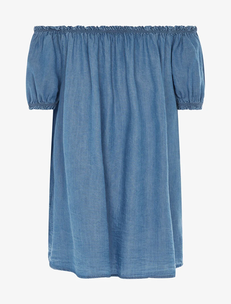 Tunique encolure à cordon - denim