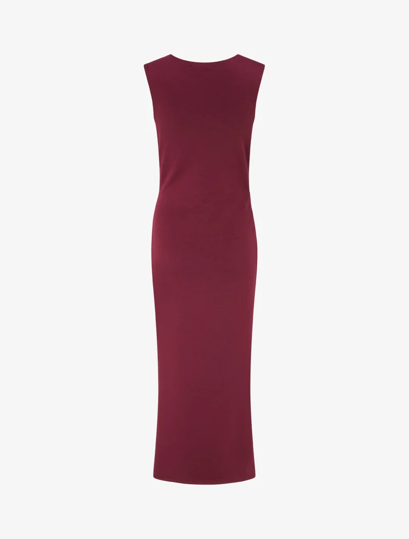 Robe longue fendue à empiècement bijou - Lie de vin