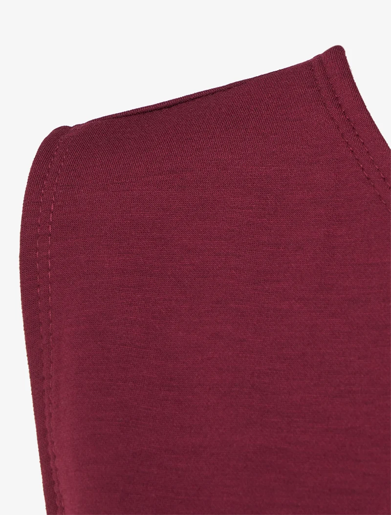 Robe longue fendue à empiècement bijou - Lie de vin