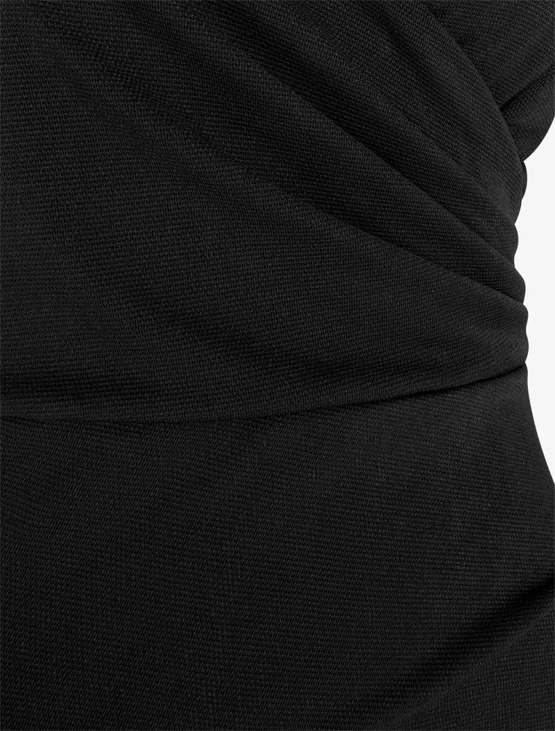 Robe longue ajustée à fente et bretelles - Noir