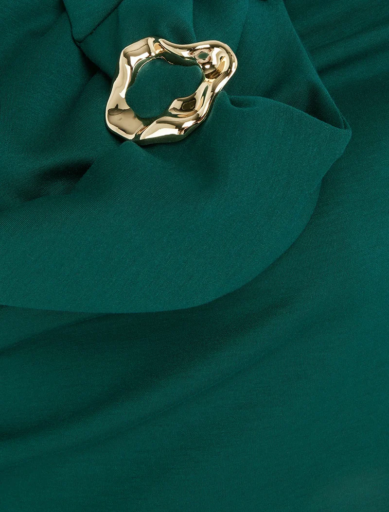 Robe fourreau à empiècement bijou - Vert sapin
