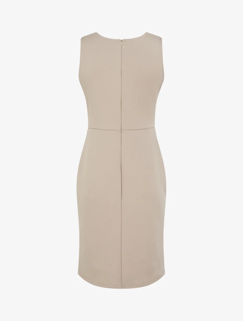 Robe fourreau à empiècement bijou - Beige