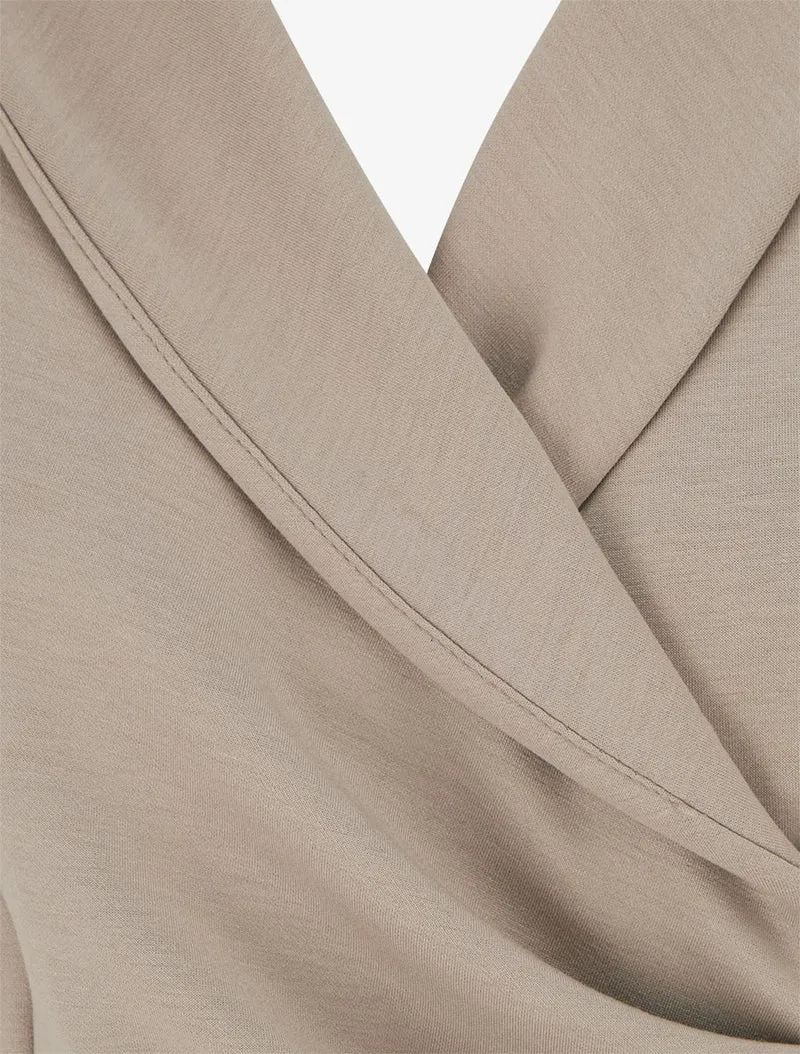 Combinaison unie à pan et boutons décoratifs - Beige