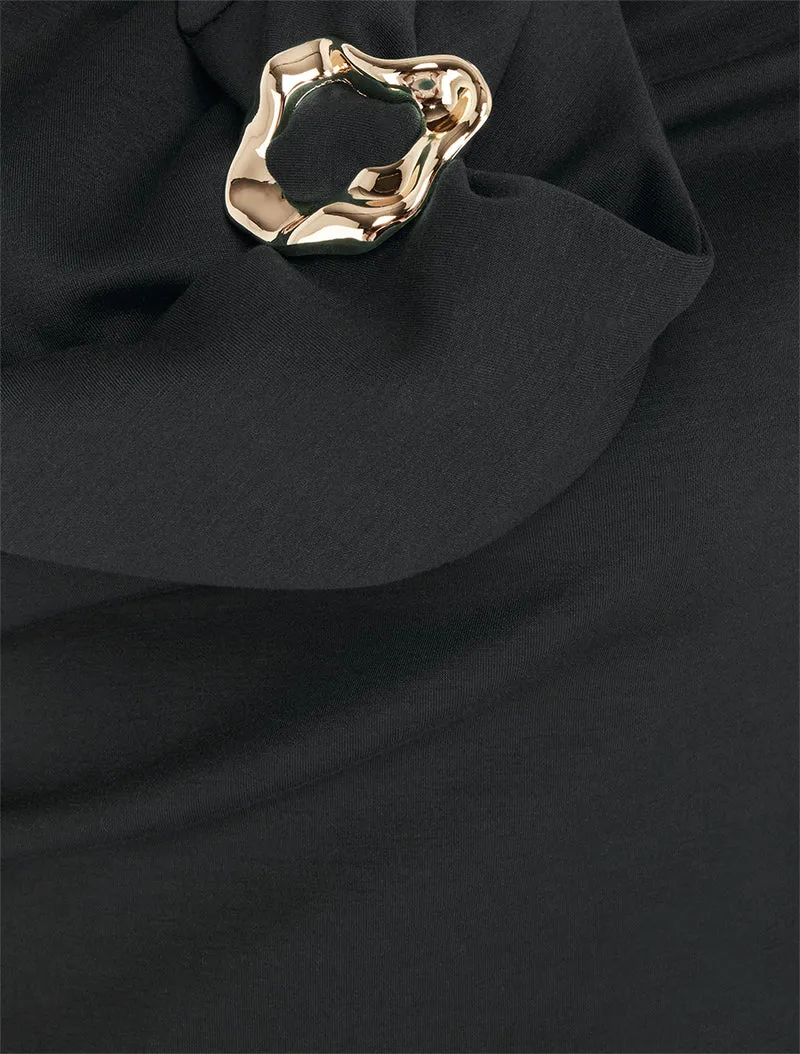 Robe fourreau à empiècement bijou - Noir