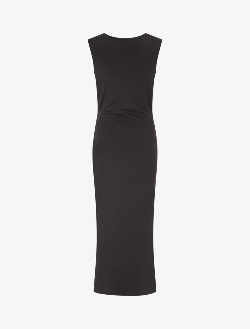 Robe longue fendue à empiècement bijou - Noir