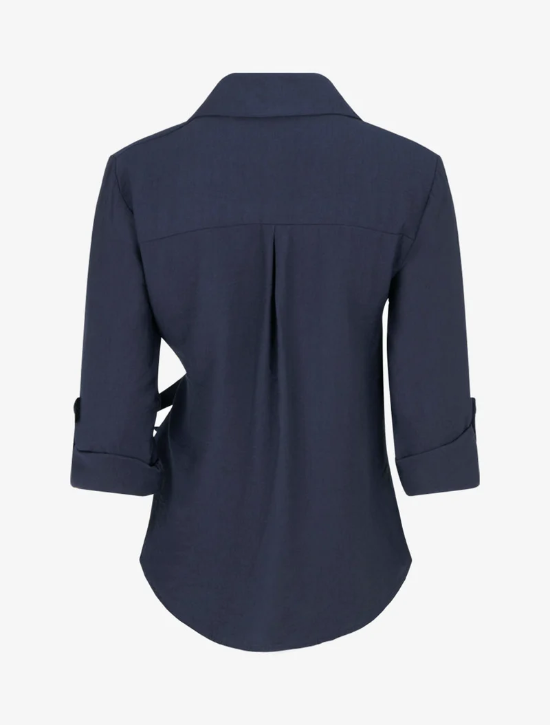 Chemise asymétrique effet drapé - Marine