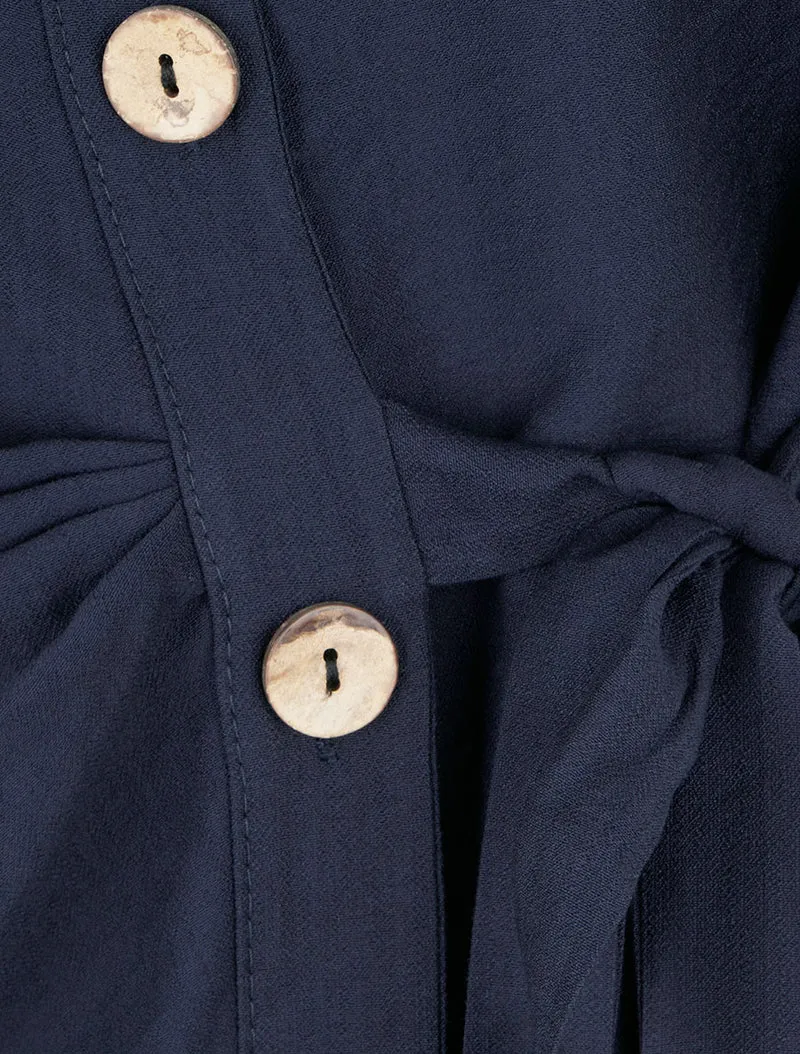 Chemise asymétrique effet drapé - Marine