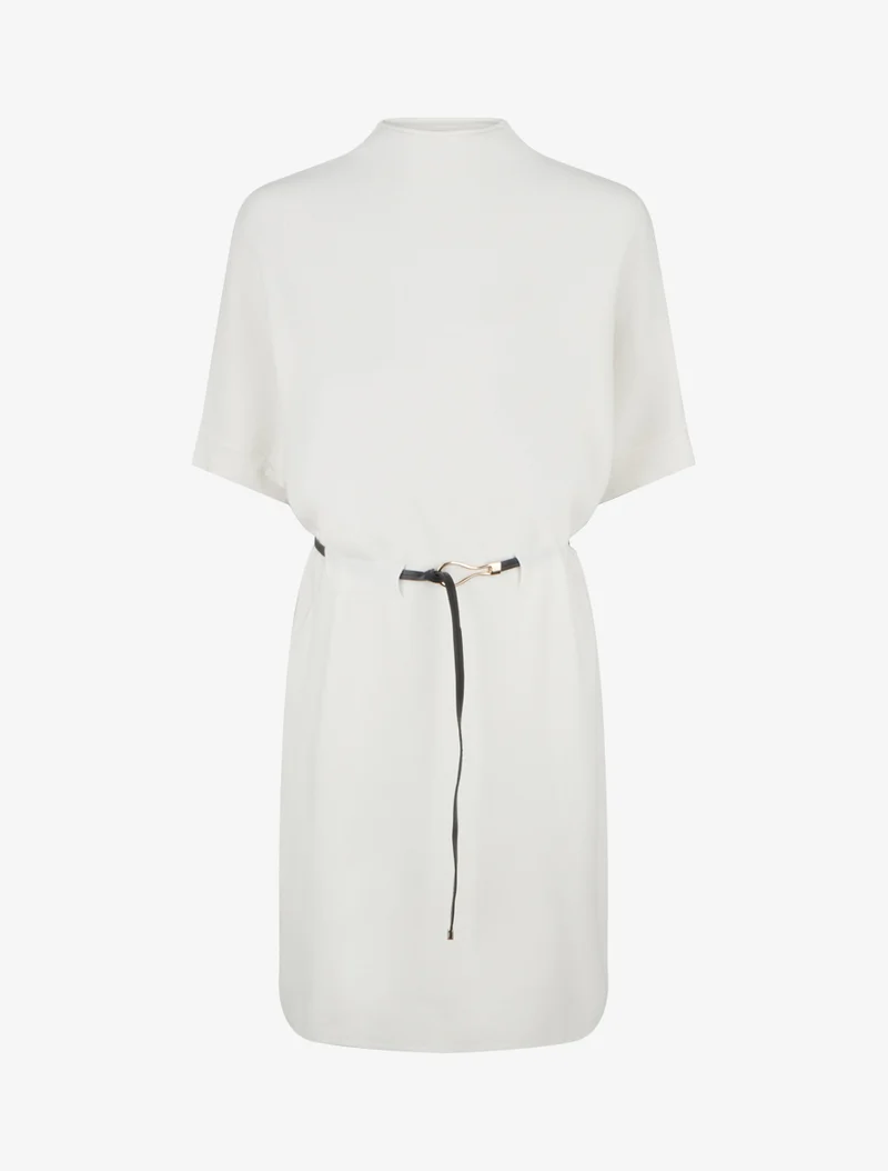 Robe pull droite à manches courtes - Blanc