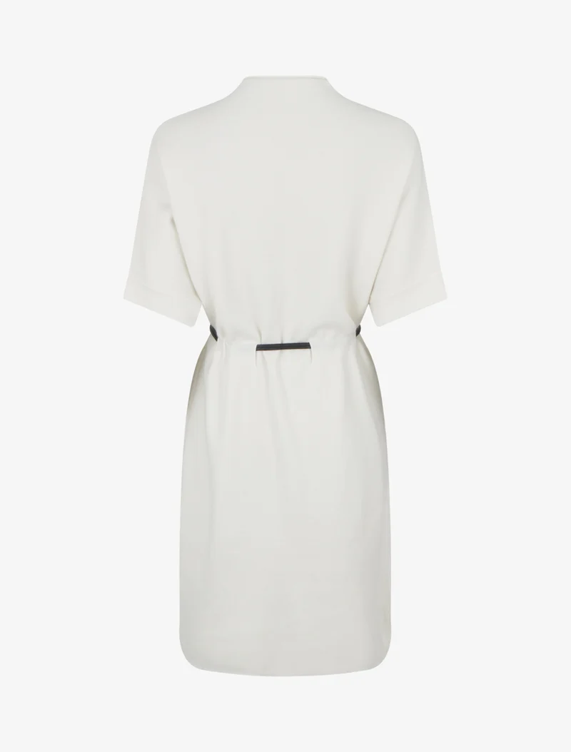 Robe pull droite à manches courtes - Blanc