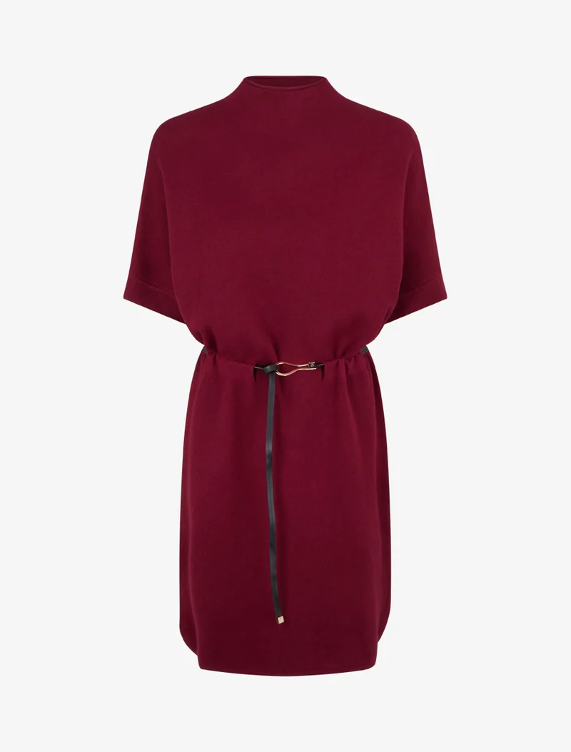 Robe pull droite à manches courtes - Lie de vin