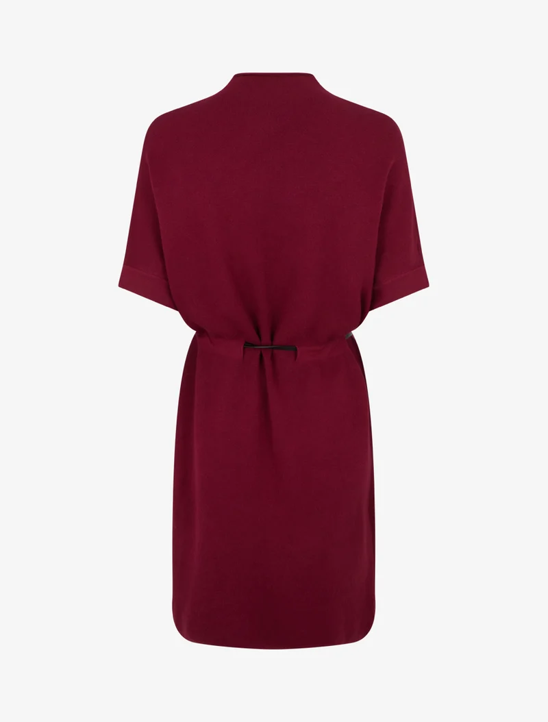 Robe pull droite à manches courtes - Lie de vin