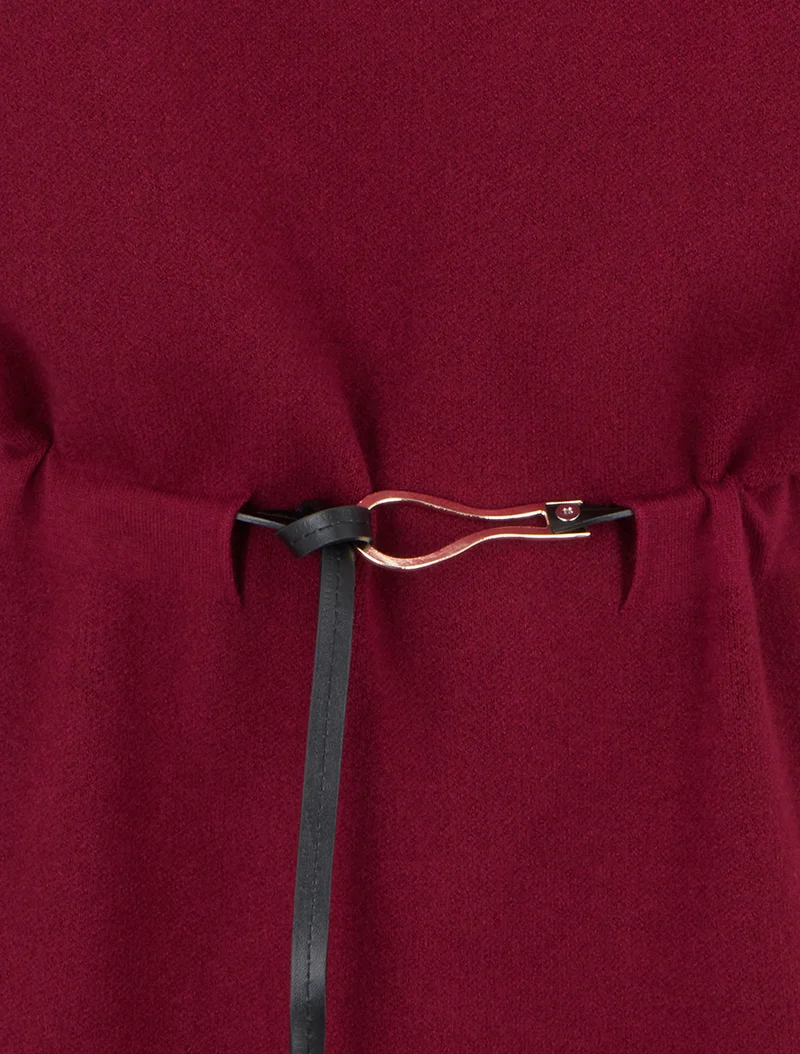 Robe pull droite à manches courtes - Lie de vin