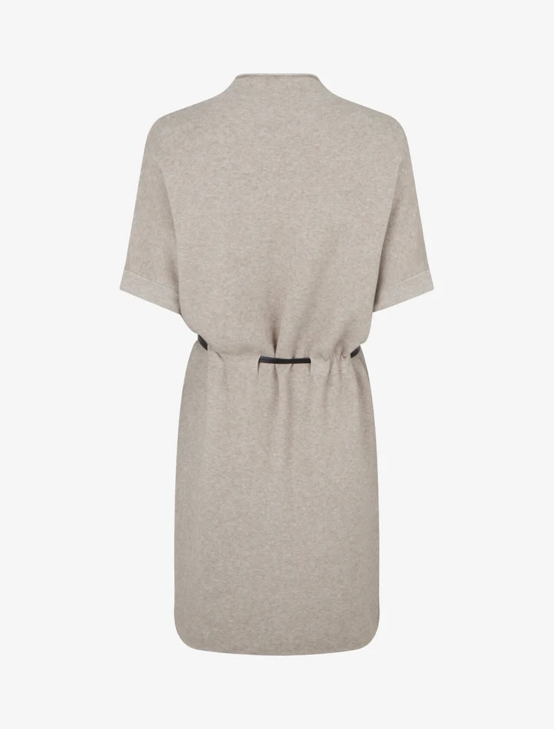 Robe pull droite à manches courtes - Taupe clair