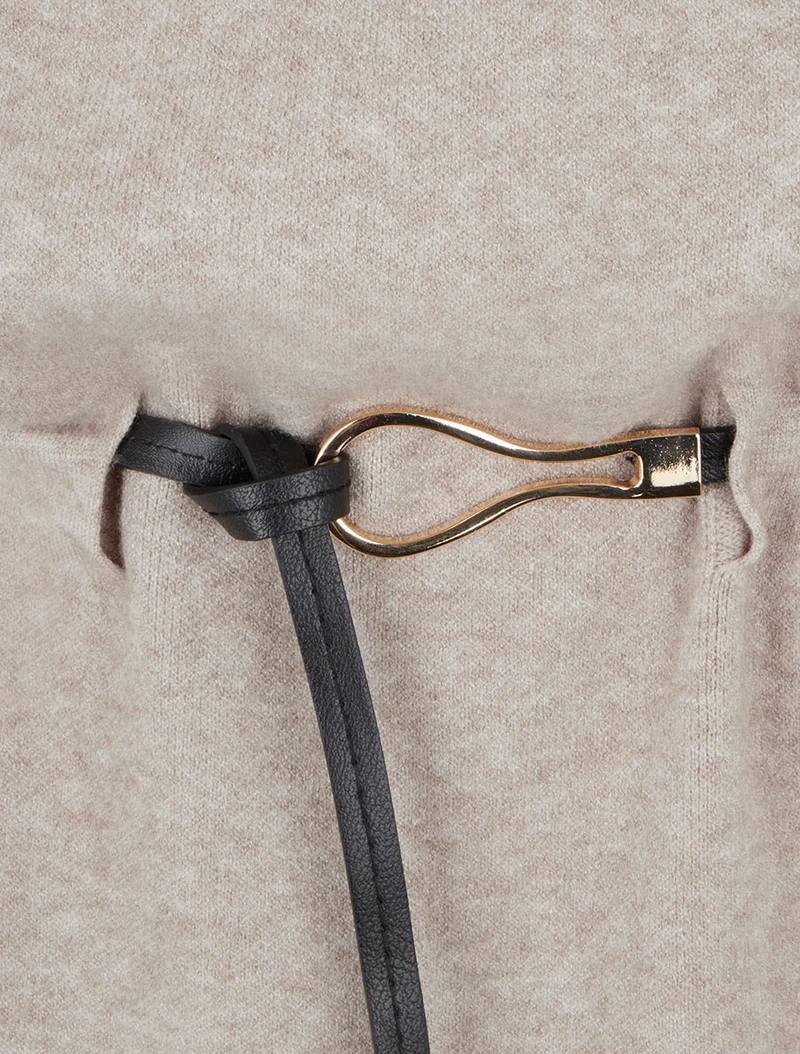 Robe pull droite à manches courtes - Taupe clair
