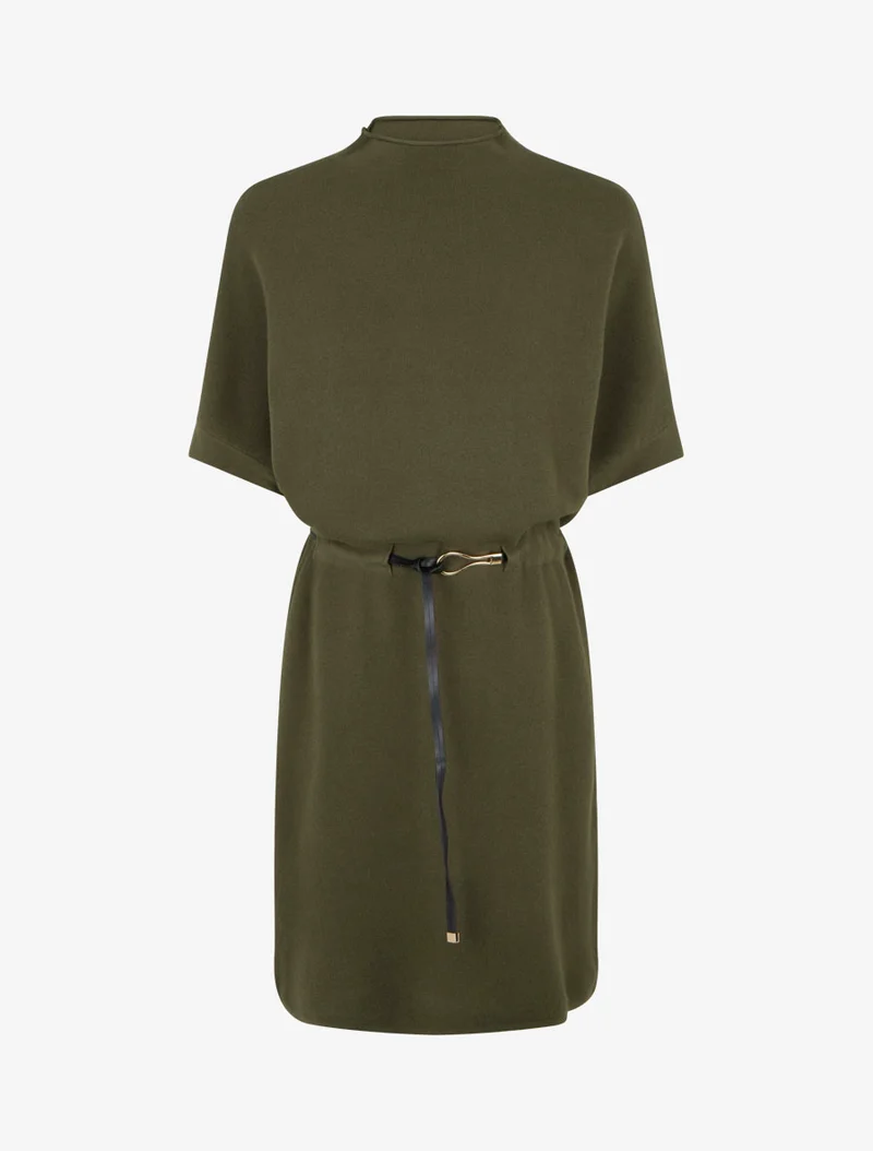 Robe pull droite à manches courtes - Kaki