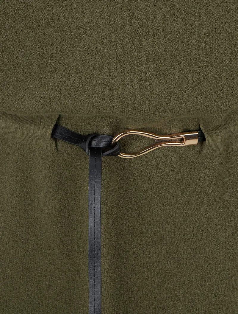 Robe pull droite à manches courtes - Kaki