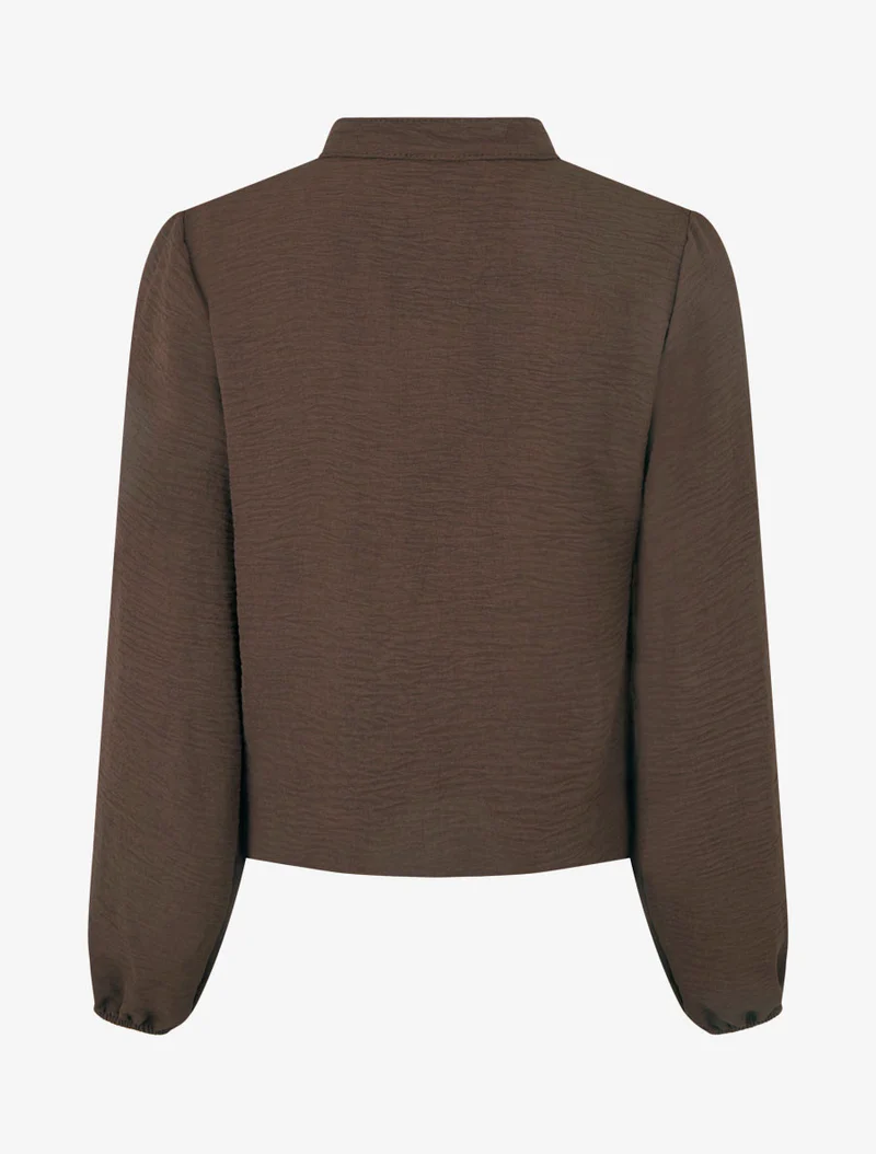 Blouse fluide coupe boule à détail crochet - Marron