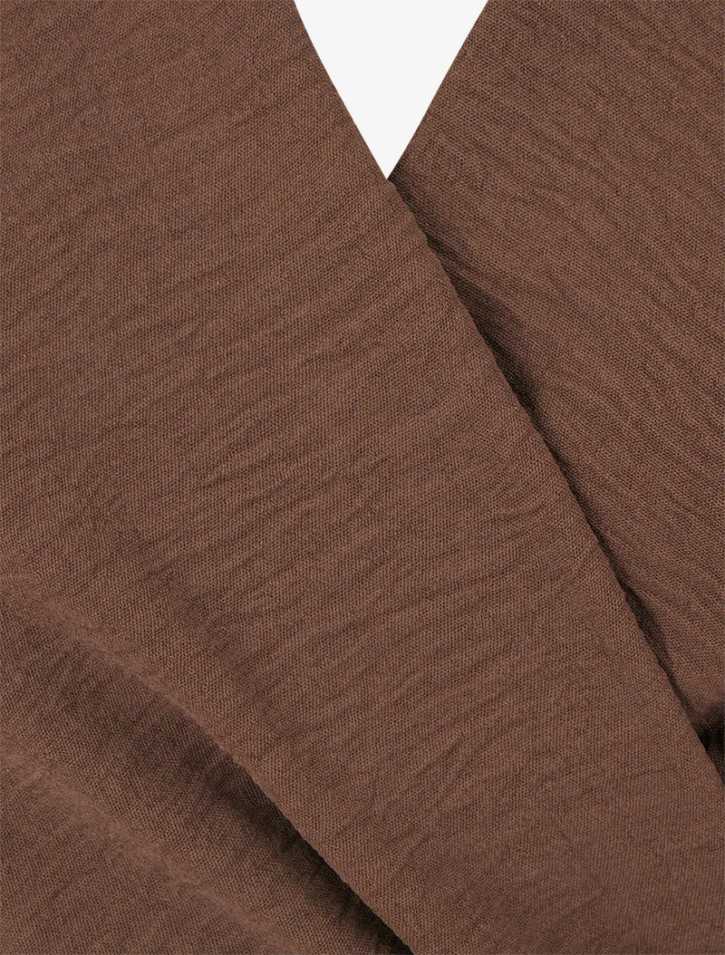 Blouse unie style portefeuille à col cache-coeur - Marron