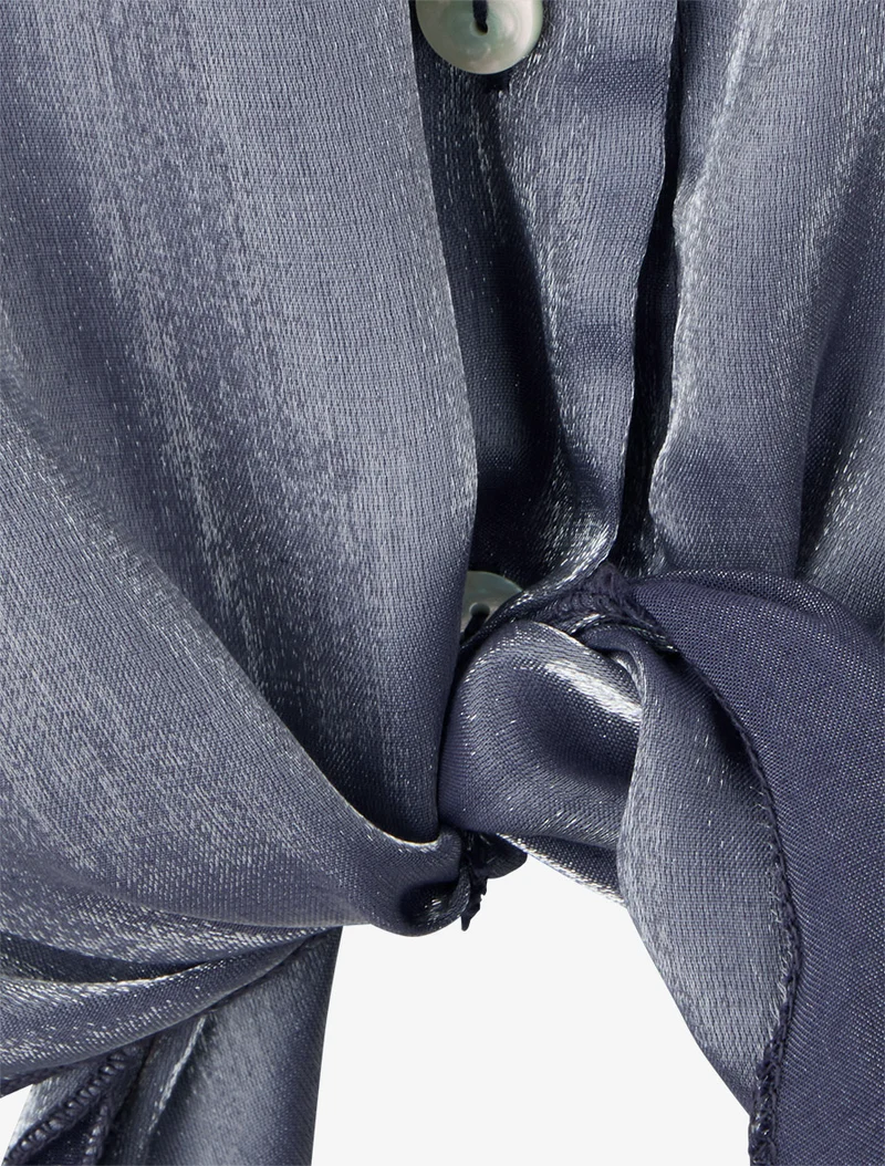 Chemisier asymétrique nacré à nouer - Bleu