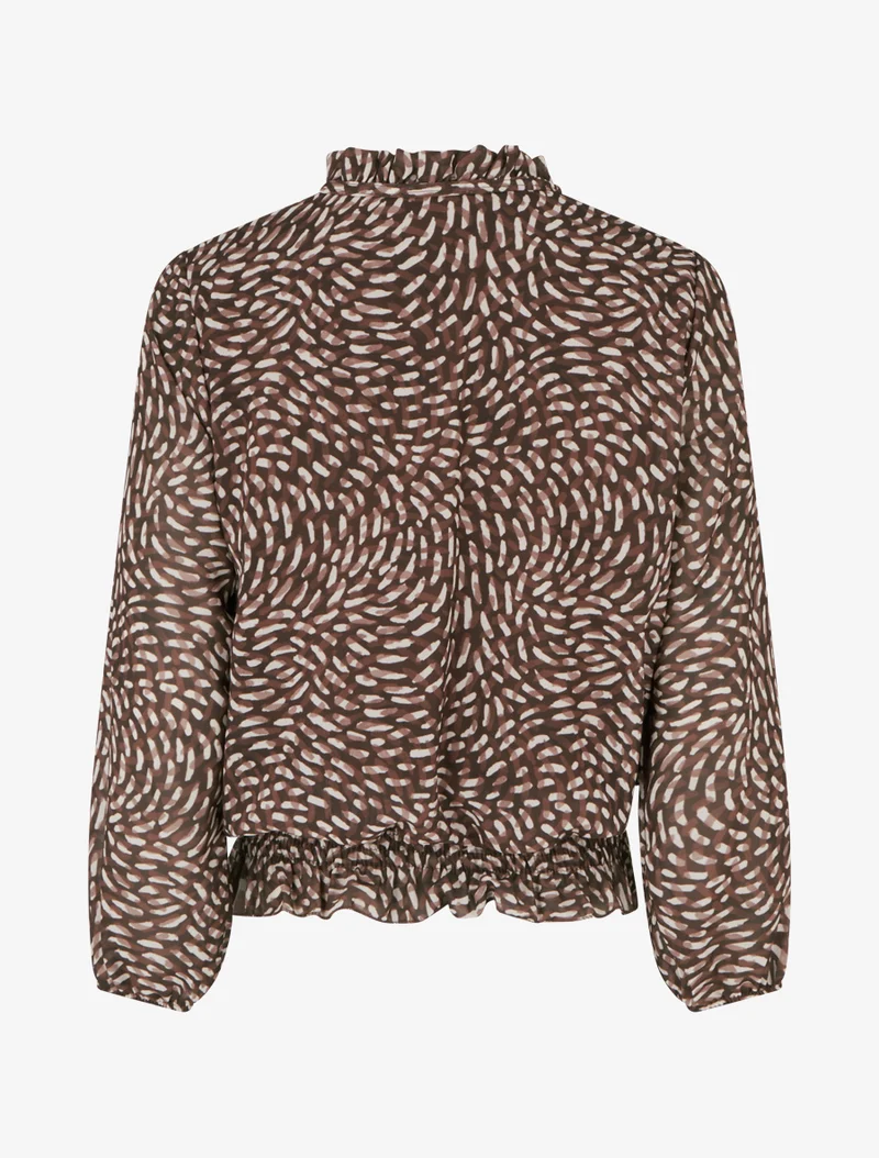 Blouse imprimé fantaisie coupe boule - Marron