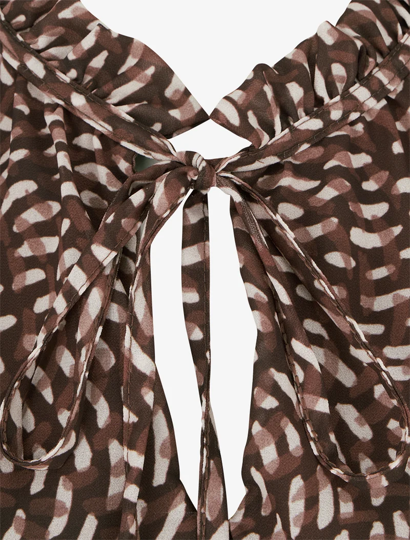 Blouse imprimé fantaisie coupe boule - Marron