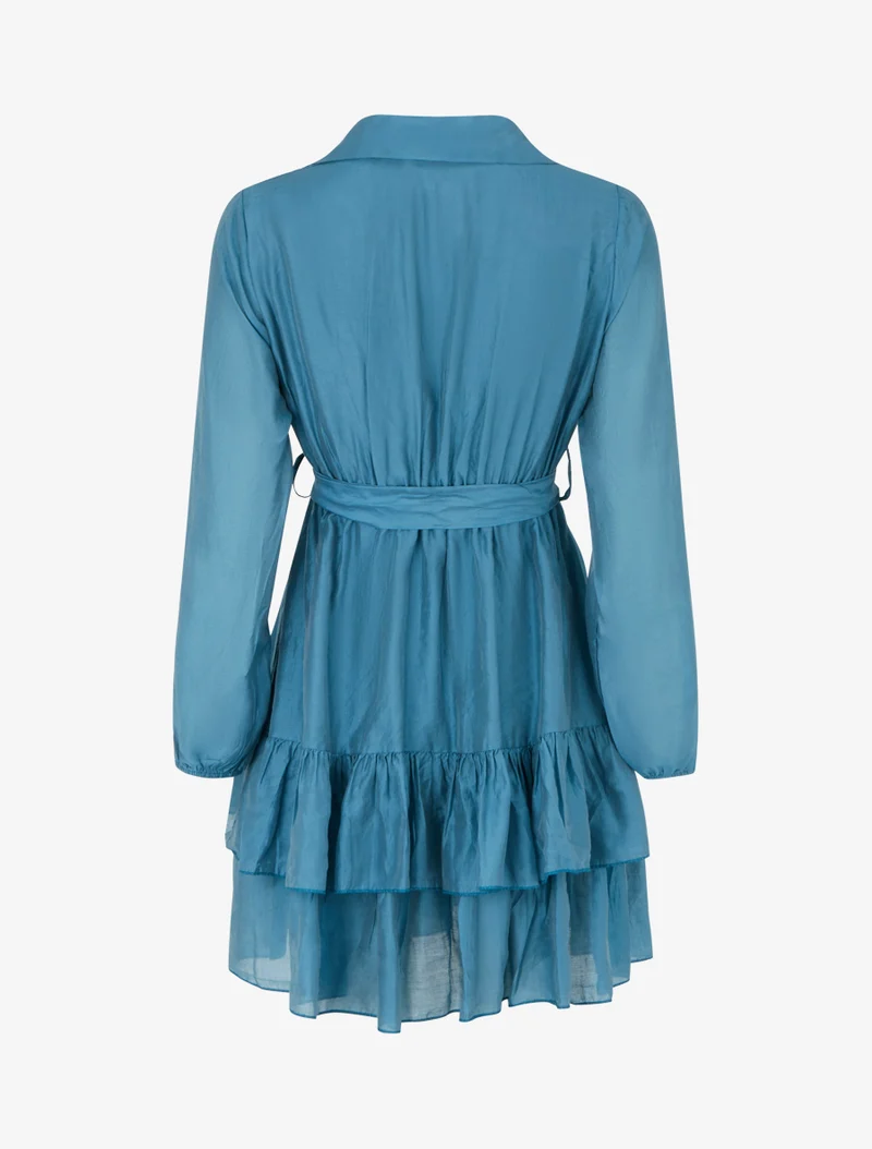 Robe courte volantée - Bleu