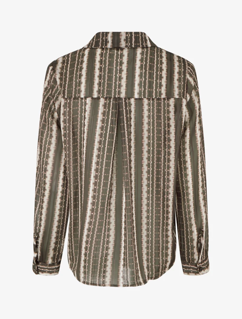 Chemise transparente droite imprimé lignes graphiques - Marron